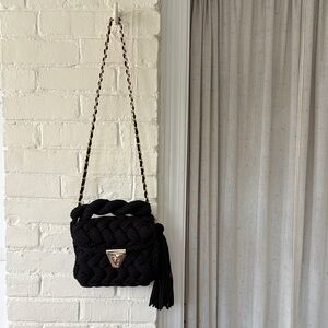 Elegant Black Woven Shoulder Bag